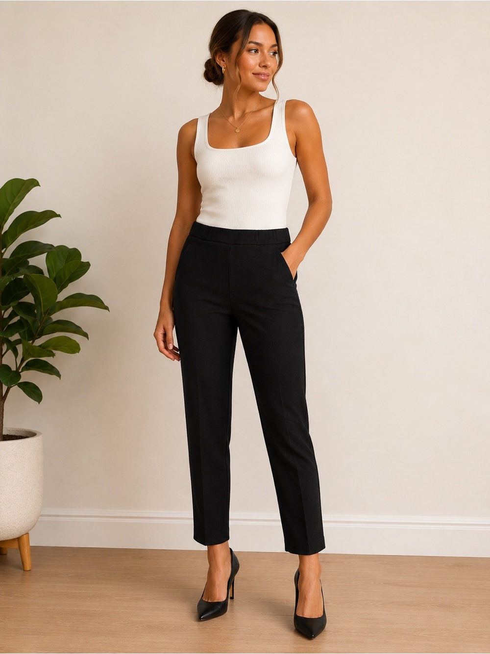 Wilfred Aritzia Black Pull-On Straight Leg Dress Pants Size 2